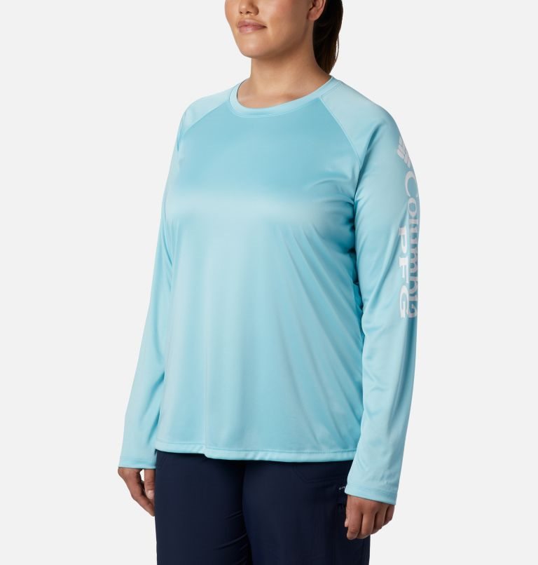 Women's Columbia PFG Tidal Tee II Long Sleeve Sweatshirts Turquoise | Plus Size CA-J6830